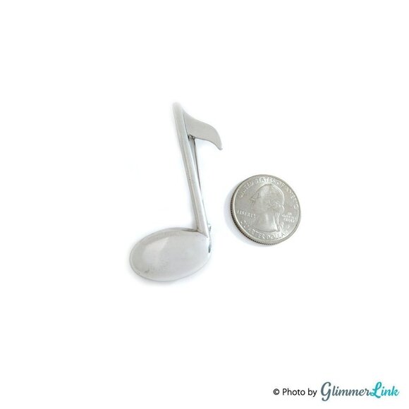 Vintage Beau Sterling Eighth Musical Note Brooch - Picture 2 of 7